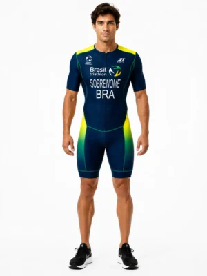 Macaquinho Triatlon Brasil Masculino Com Mangas 3T Sports