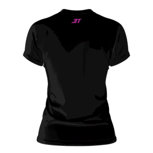 Baby Look 3T Dry Elastik Gola V Feminina Preta e Rosa - Imagem 4