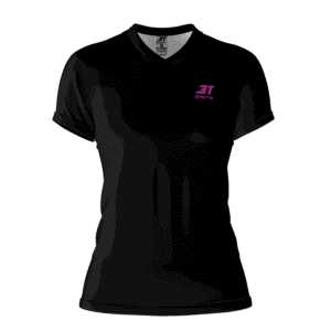 Baby Look 3T Dry Elastik Gola V Feminina Preta e Rosa