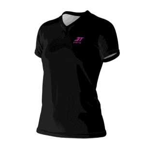 Baby Look 3T Dry Elastik Gola V Feminina Preta e Rosa - Imagem 2