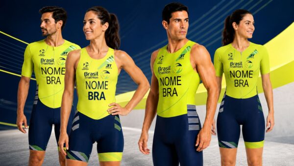 Macaquinho oficial CBTri 2026 da 3T Sports usado por atleta de triathlon